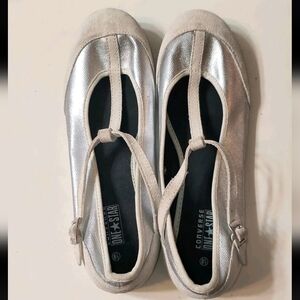 Converse One Star Silver Metallic Mary Jane Ballet Flats T-Strap Sneakers 8.5